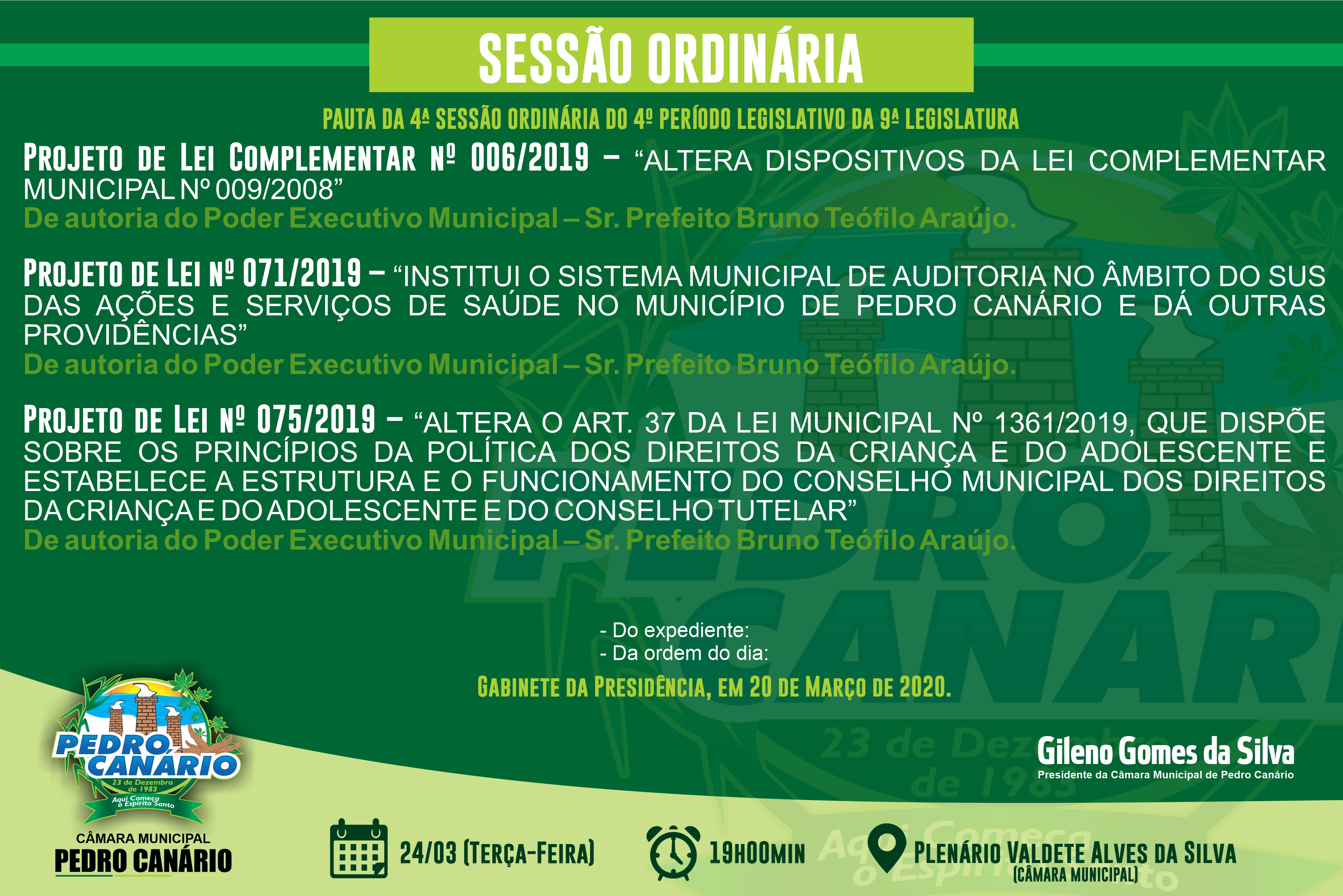 3ª Sessão Ordinária do 4º Período Legislativo da 9ª Legislatura