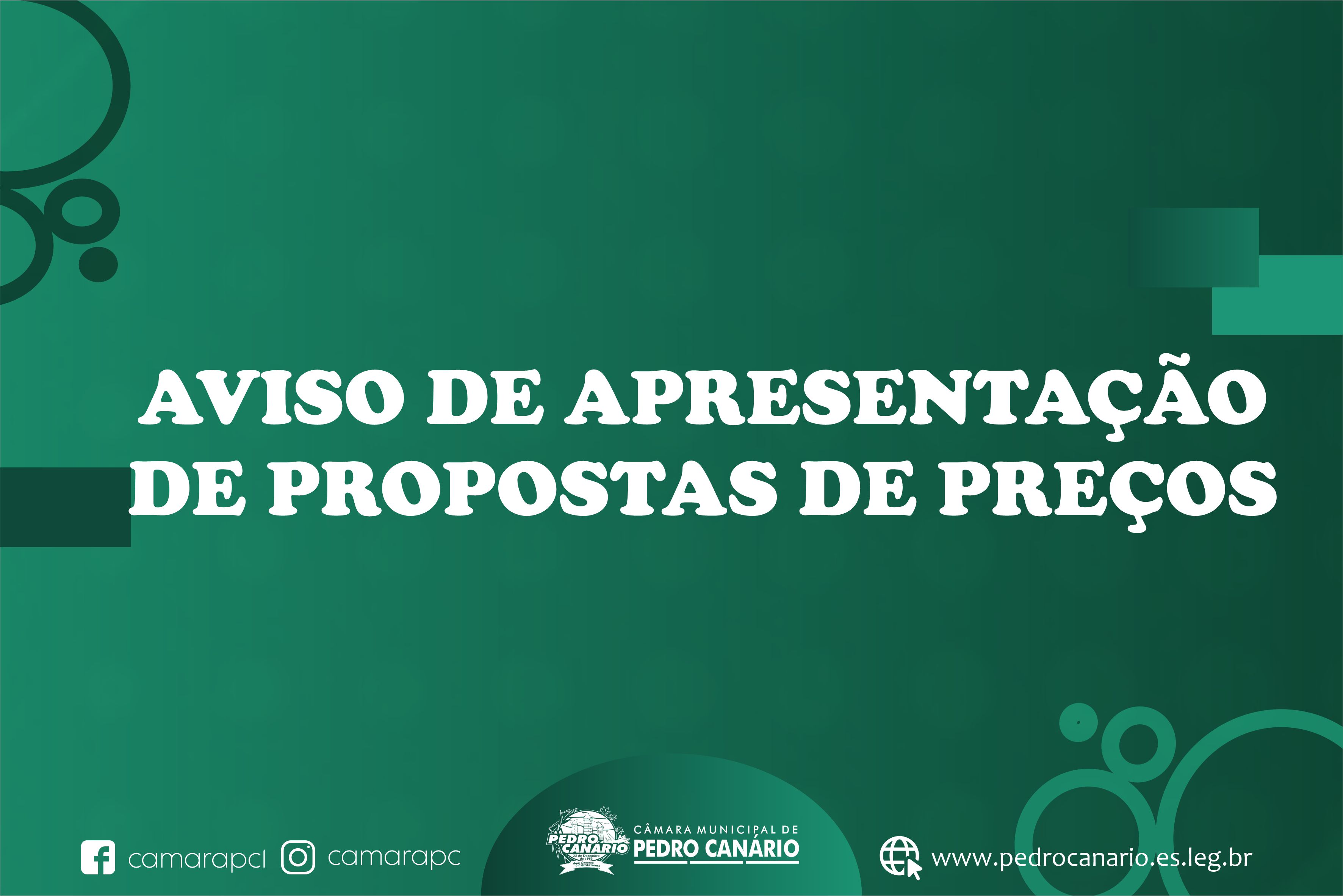 AVISO DE PROPOSTA DE PREÇO: FORNECIMENTO DE APARELHO DE BEBEDOURO DE ÁGUA