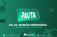 PAUTA DA 05ª SESSÃO ORDINÁRIA DO 2º PERÍODO LEGISLATIVO DA 11ª LEGISLATURA