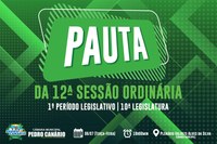 PAUTA DA 12ª SESSÃO ORDINÁRIA