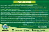 Pauta da 15ª Sessão Ordinária do 3º Período Legislativo da 9ª Legislatura