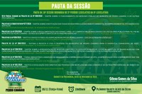 Pauta da 18ª Sessão Ordinária