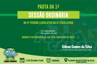 Pauta da 1ª Sessão Ordinária do 4º Período Legislativo da 9ª Legislatura