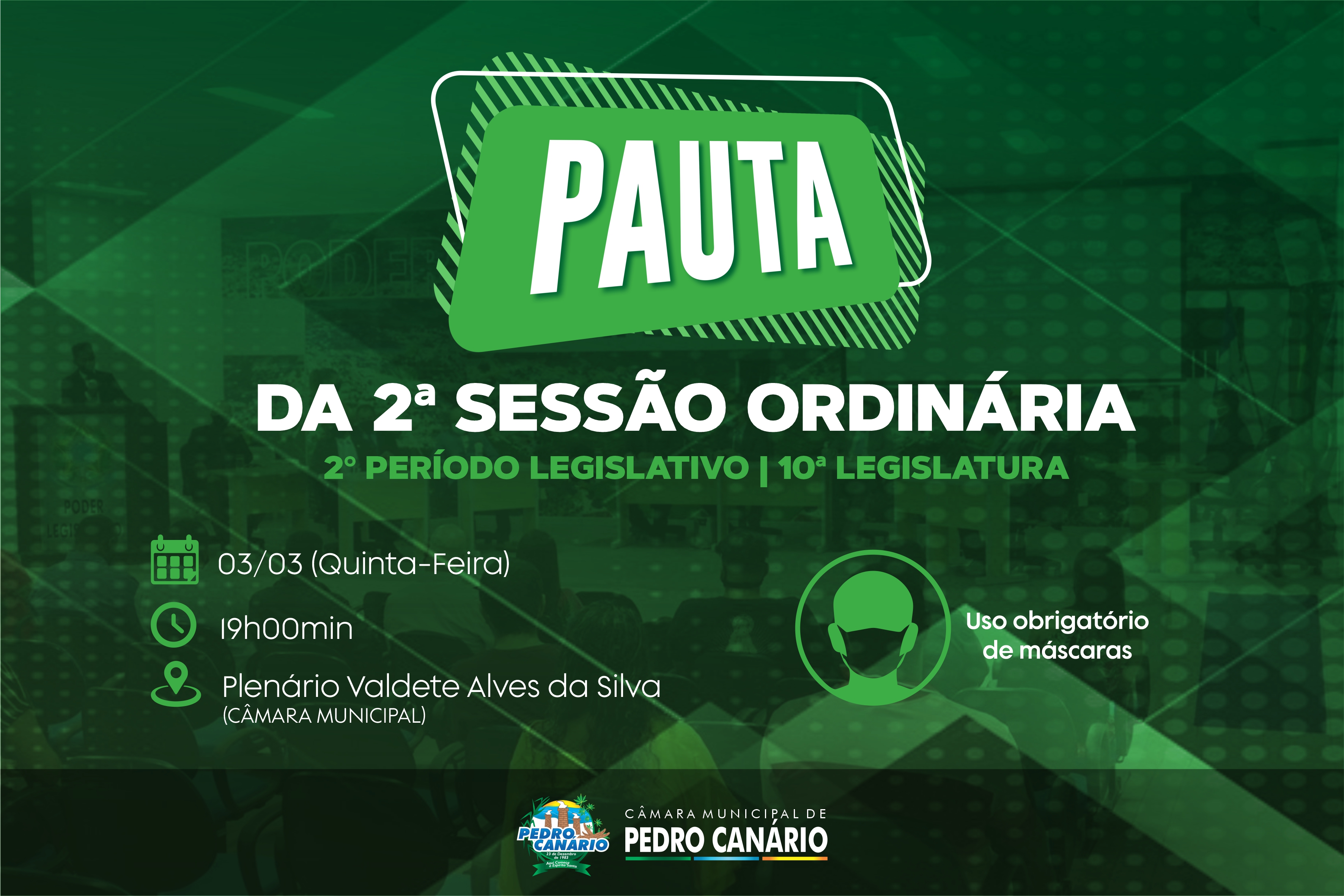 PAUTA DA 2ª SESSÃO ORDINÁRIA