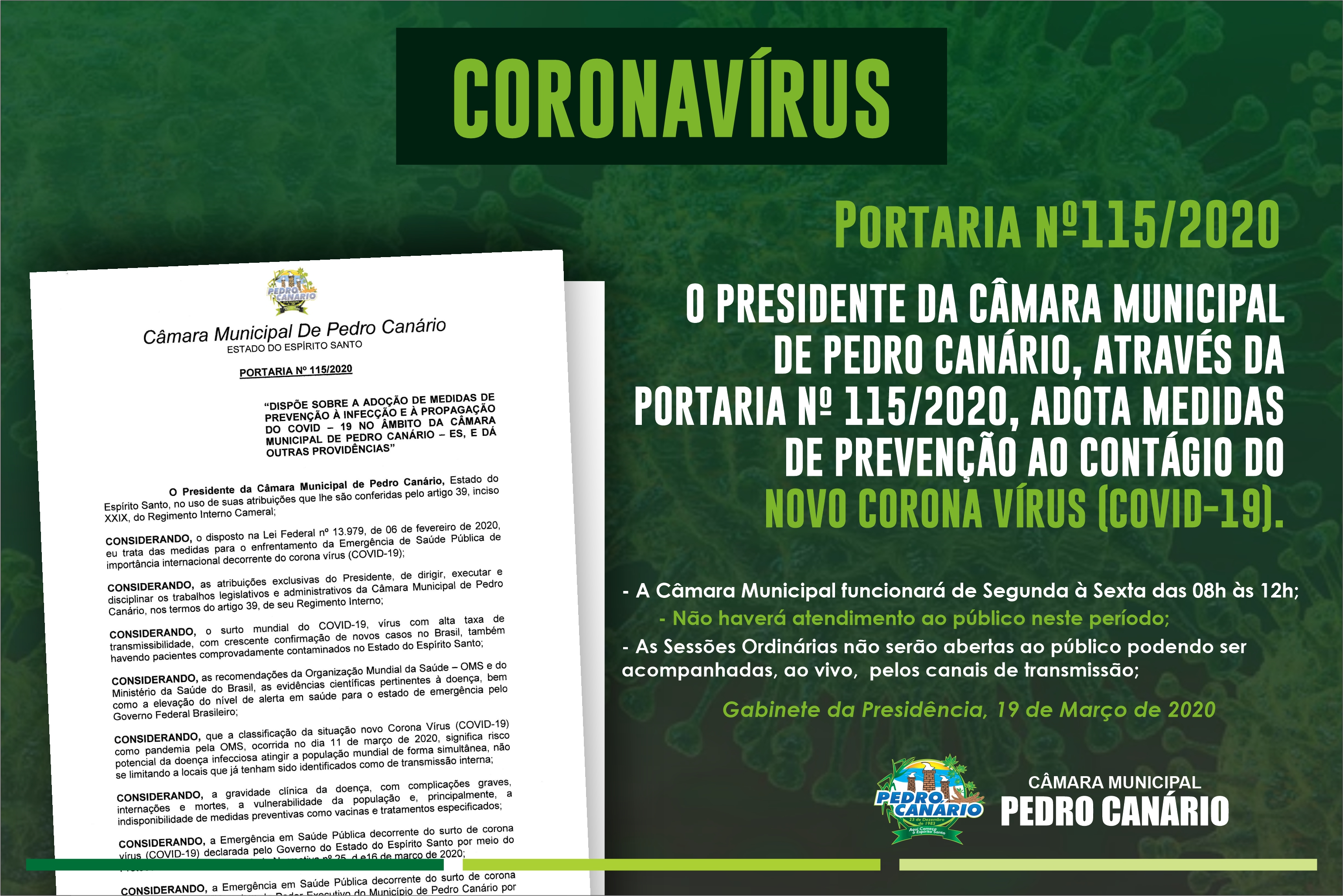 Portaria nº115/2020 - COVID-19