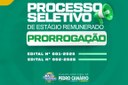 PRORROGAÇÃO DOS EDITAIS N° 001/2026 E N° 002/2026